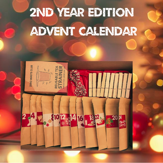 Tea Rebellion 2nd Year Edition Advent Calendar with festive lights in the background