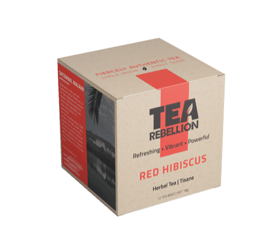 Tea Rebellion Red Hibiscus pyramid tea bags compostable